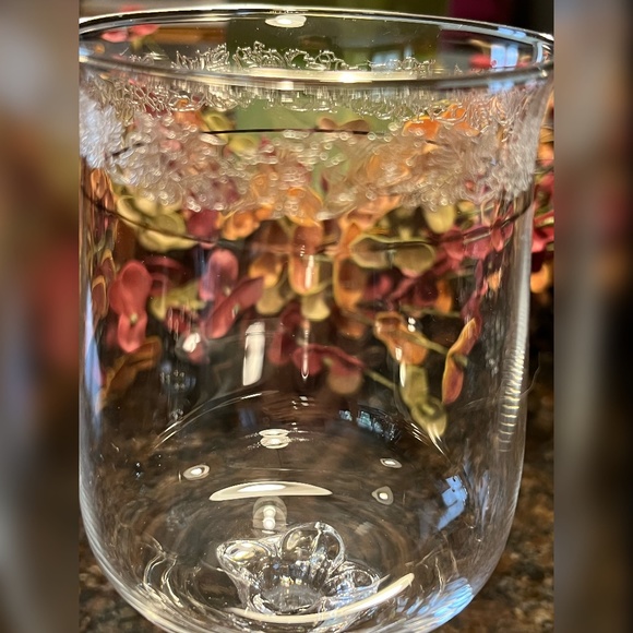 Lenox Platinum Double Rimmed Floral Etched Crystal Wine Glass Set of Four - Picture 3 of 6